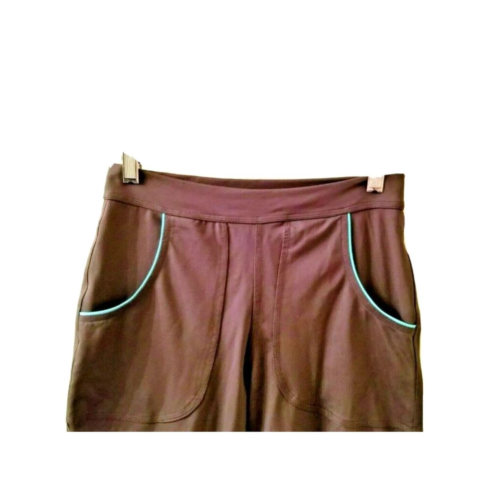 ANATOMIE Athletic Set Tank Capri Leggings Sz Small Brown Turquoise Trim Yoga - Picture 6 of 9